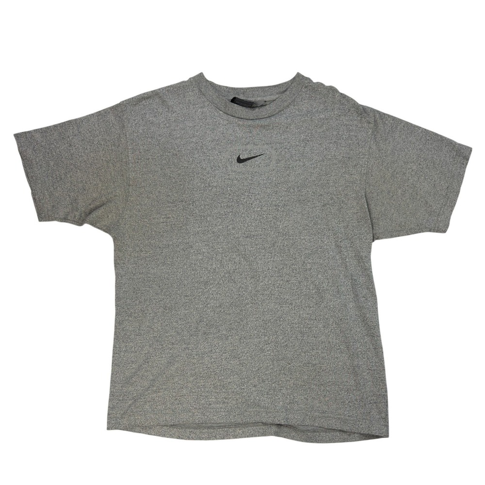 Vintage Nike‎ Center Swoosh T-Shirt Mens Size S Gray Y2K Basketball